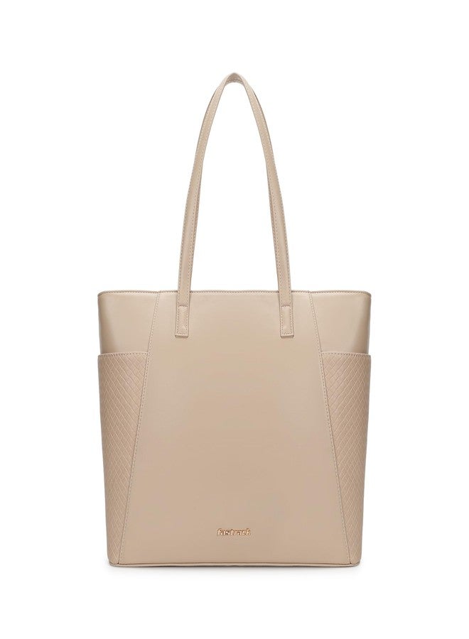Fastrack Gridlock Tote | Woven Faux-Leather Women's Handbag | Laptop Tote with Textured Side Pockets & Gold Hardware - Image 1